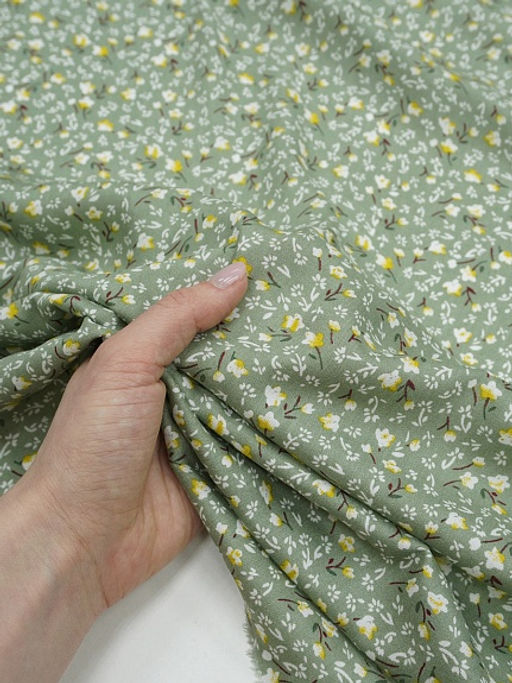 Штапель Варенька цв.темный морозно-зеленый, ш.1.45м, вискоза-100%, 90гр/м.кв - Купава фото 4