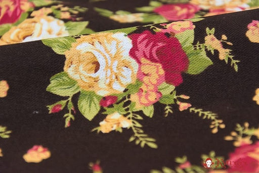 Мерный лоскут(ткань в отрезах) - Хлопколен Чайная роза на горьком шоколаде, ш.1.48м, лен-20%, - Купава фото 3