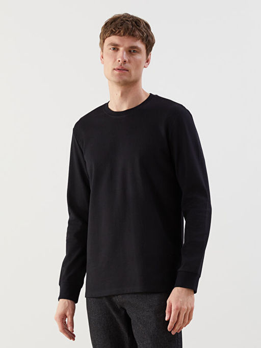 Bisiklet Yaka Uzun Kollu Erkek Sweatshirt
