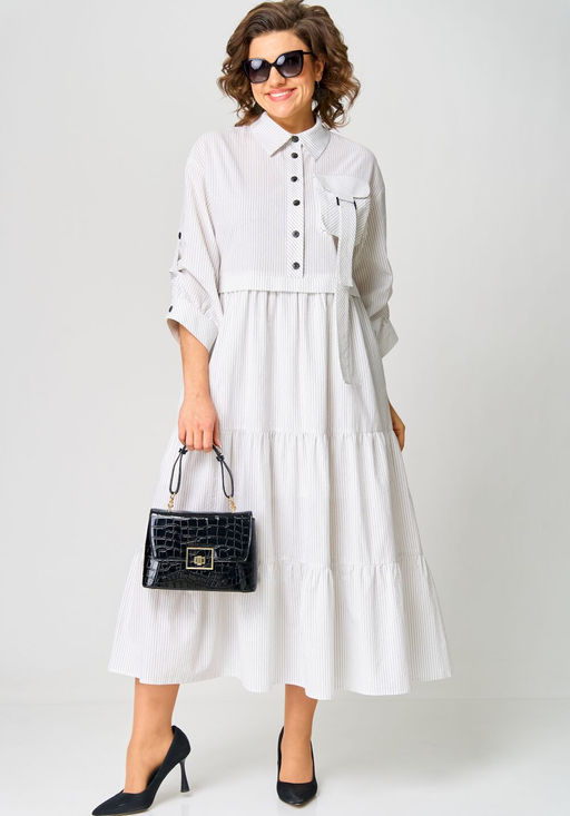 Платье EVA GRANT 7176С белый в полоску
