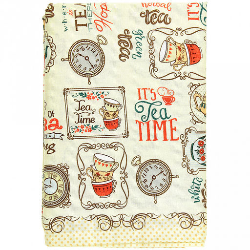 Скатерть 150х145см "Чаепитие", длина стола до 110см, на 4 персоны, рогожка (хлопок 100%) 171г/м2, упаковка классическая, пакет ПВХ 28х41см, "Домашняя мода" (Россия)