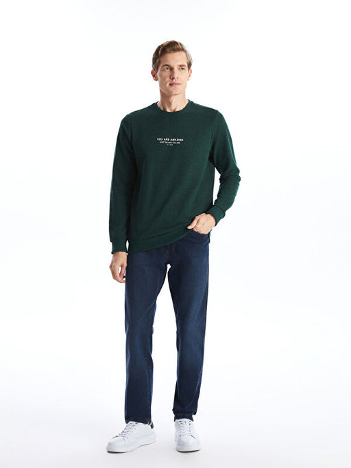 Bisiklet Yaka Uzun Kollu Erkek Sweatshirt