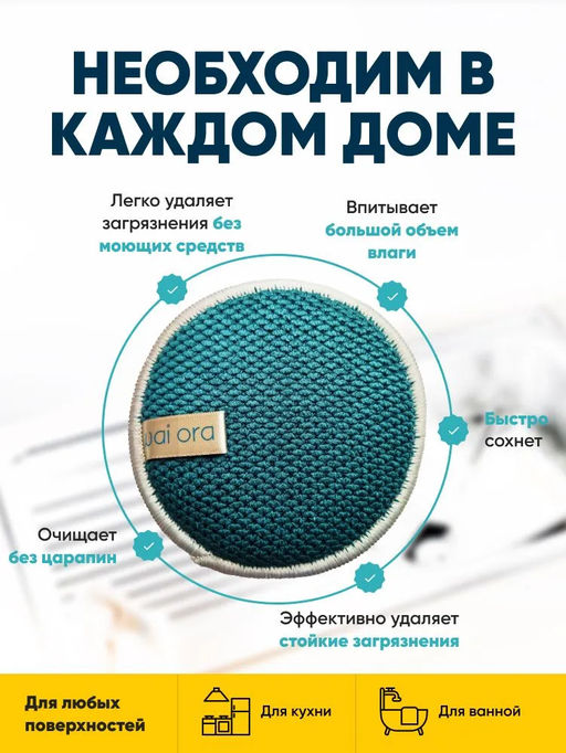 Спонж для мытья посуды Sparkle (Зеленое яблоко) - Wai ora фото 10