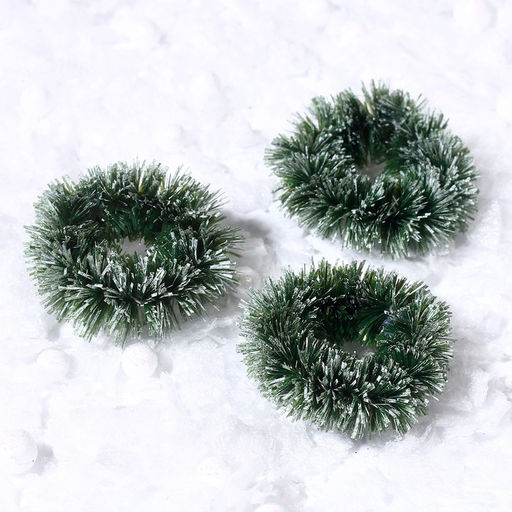 Венок новогодний, набор 3 шт., размер 1 шт. — 3 см, тёмно-зелёный