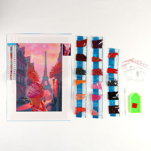 Алмазная мозаика с частичным заполнением на холсте «Мороженое»‎, 20×30 см