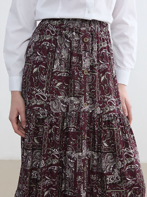 Beli Lastikli Desenli Etek