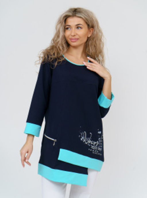 853 Туника "т.синий/бирюза"