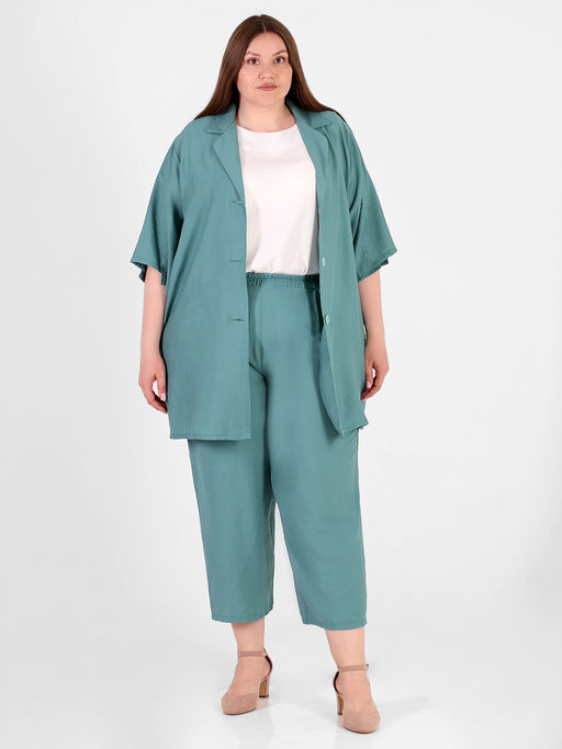 Костюм больших размеров женский бирюзовый летний - Almond фото 2