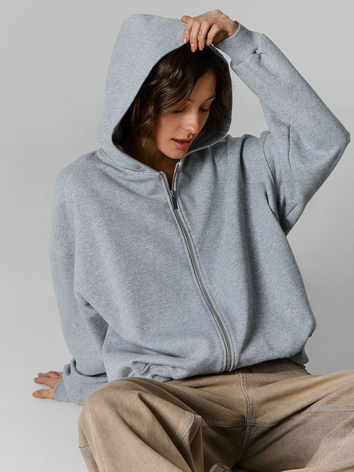 Толстовка женская серая на молнии - Mark formelle фото 4