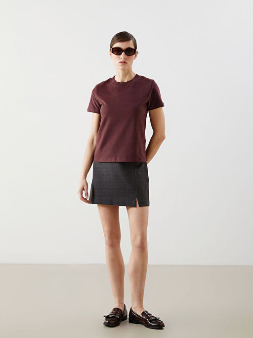 Beli Fermuarl? Ekose Kad?n Etek