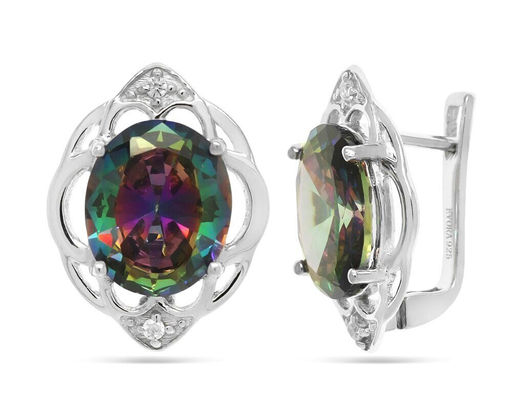 Серьги, мистик кварц, Цветик