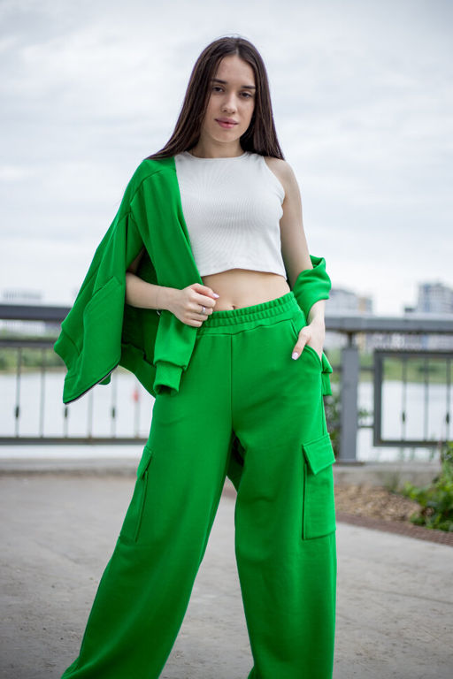 299 Костюм женский карго, зеленый - Knitka wear фото 7