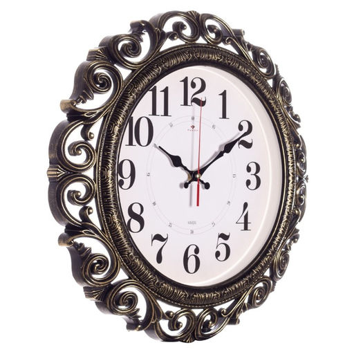 Часы настенные, интерьерные "Хостон", бесшумные, d-40.5 см, циферблат 26 см, чёрно-золотые