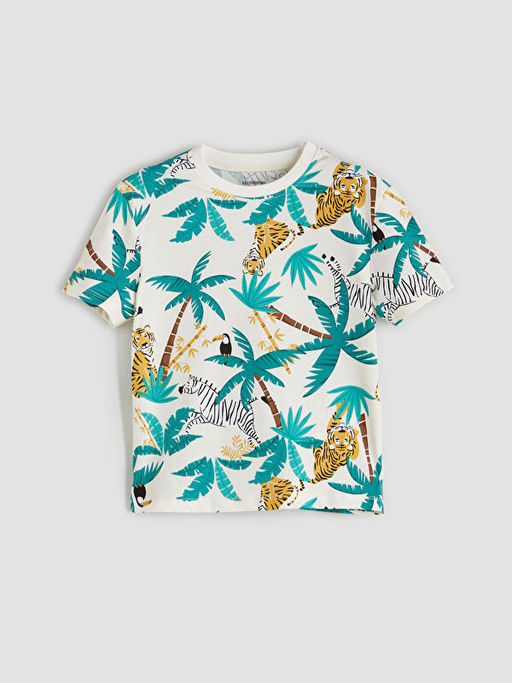 Bisiklet Yaka Bask?l? Erkek ?ocuk Ti??rt 2li