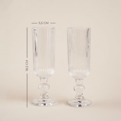 Бокалы для шампанского SL Home «Модерн», 150 мл, 5.5×18.5 см, набор 2 шт., стекло, прозрачные