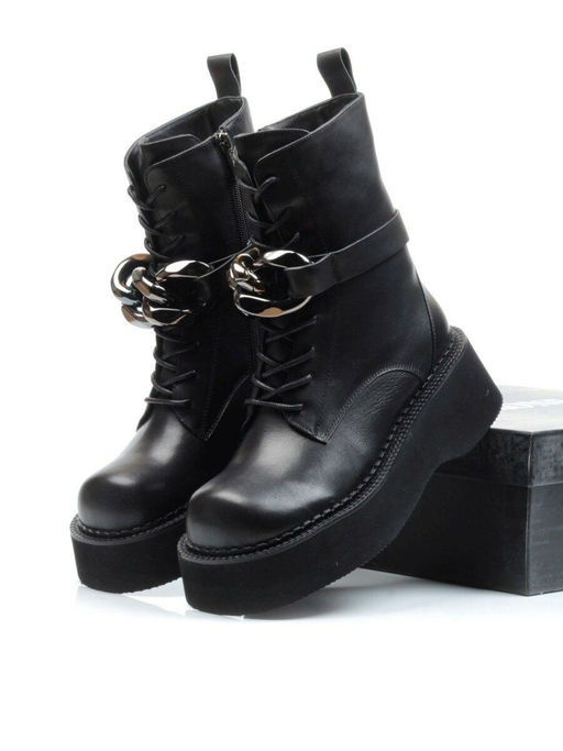 01-CYX03-1 BLACK Ботинки демисезонные женские (натуральная кожа, байка) - Фабричный китай фото 17
