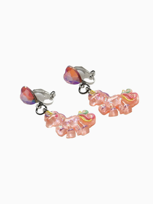 Серьги клипсы детские «Выбражулька. Единорог с сердцем и кристалл», разноцветные