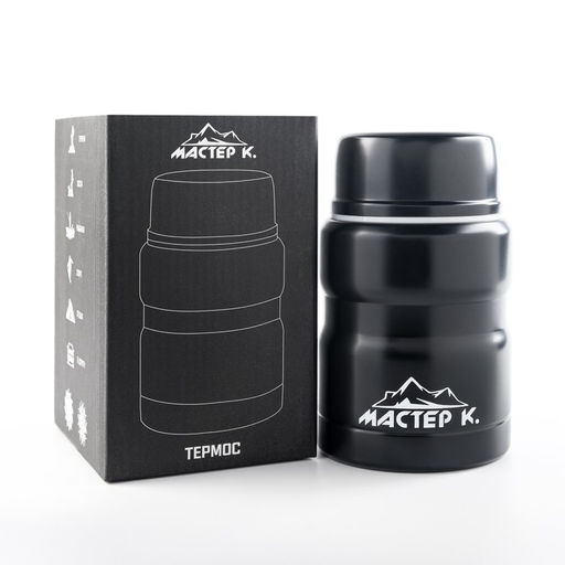 Термос для еды Мастер К, 500 мл, 1015.5 см, нержавеющая сталь, чёрный