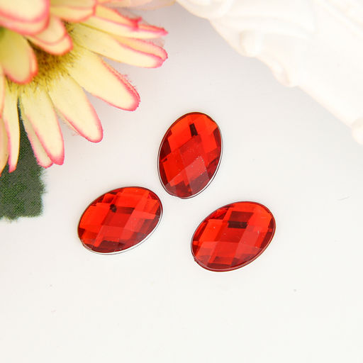 Декор для творчества пластик Стразы овал. Красные набор 34 шт 1,2х1,4 см - Арт узор фото 2