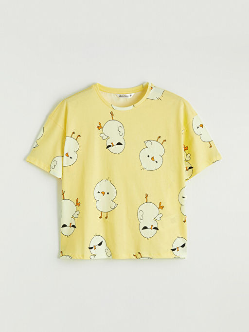 Bisiklet Yaka Desenli Kad?n Pijama ?st?