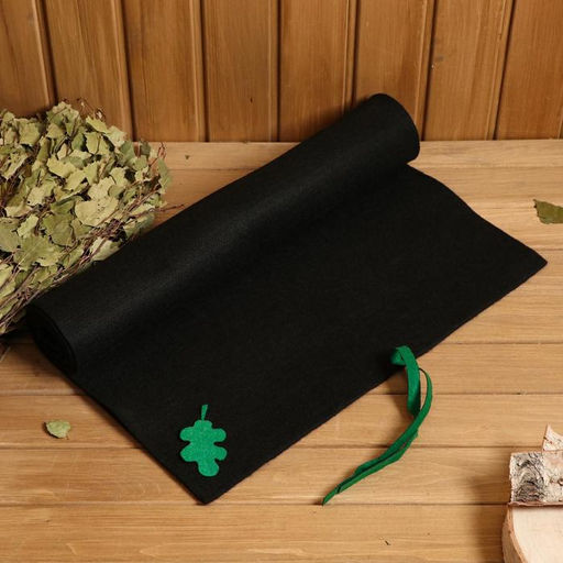 Коврик - лежак для бани и сауны «Дубовый лист», 150×50 см, полиэфир, чёрный