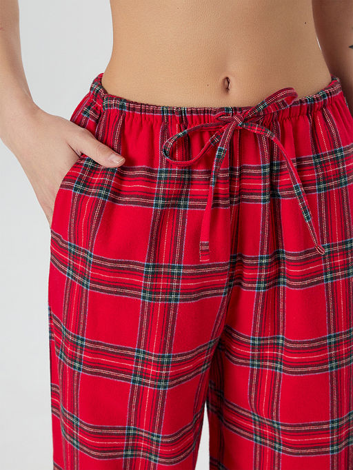 Брюки домашние Mark Formelle из хлопка красные в клетку  фото 4