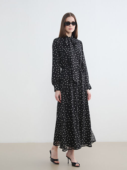 Dik Yaka Puantiyeli Ku?akl? A Kesim Elbise