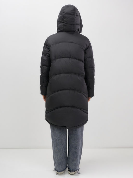 Пальто зимнее утепленное с капюшоном женское черного цвета 7747Ch - Visdeer фото 8