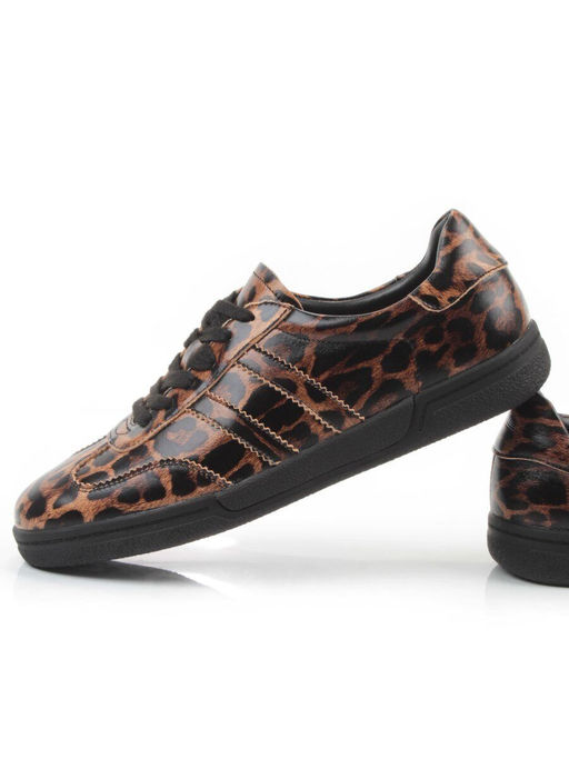 03-B6C-7PC BROWN/LEOPARD Кеды женские (натуральная кожа)