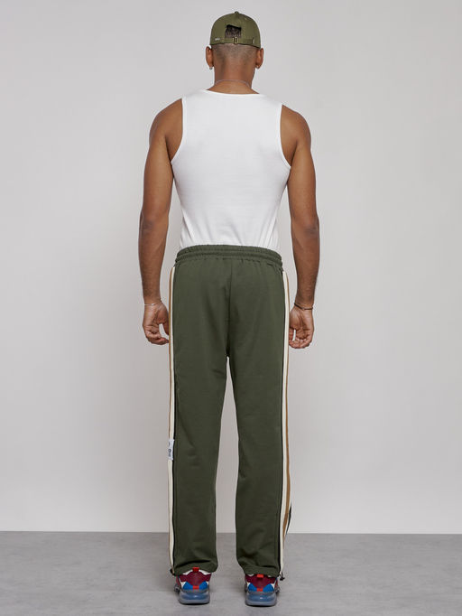 Широкие спортивные штаны трикотажные мужские цвета хаки 12903Kh - Mtforce фото 23