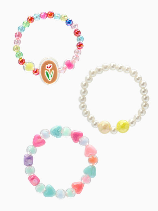 Цена за 2 шт. Браслеты детские набор 3 шт. «Выбражулька. цветочек Тюльпан и Сердце», d=5.5 см, МИКС