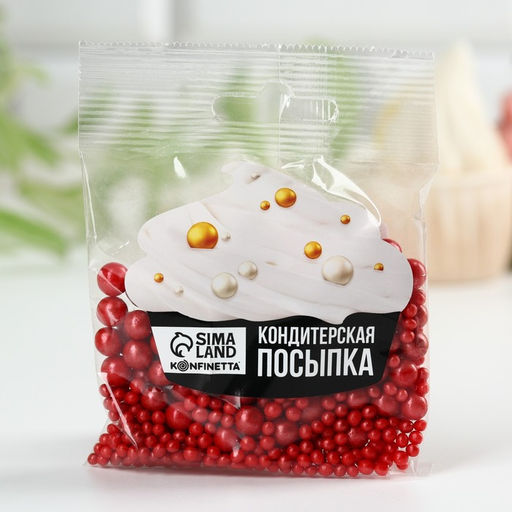 Цена за 2 шт. Кондитерская посыпка для торта, мягкая, красная, 50 г.