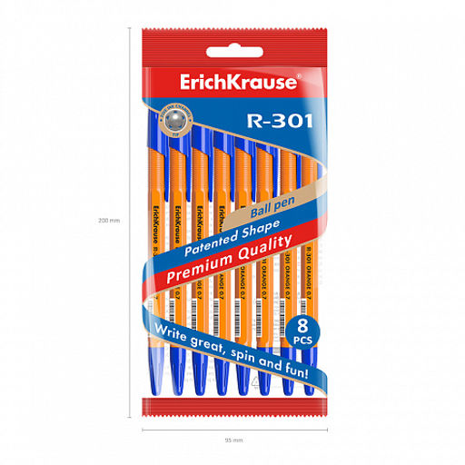 Цена за 50 шт. Ручка шариковая ErichKrause R-301 Stick Orange 0.7, цвет чернил синий (в коробке по 50 шт.)  фото 35