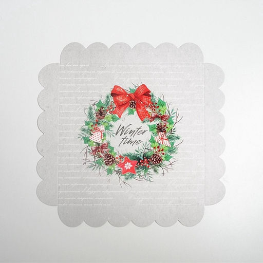 Цена за 5 шт. Коробка для кондитерских изделий новогодняя с пластиковой крышкой Winter time, 21×21×3 см