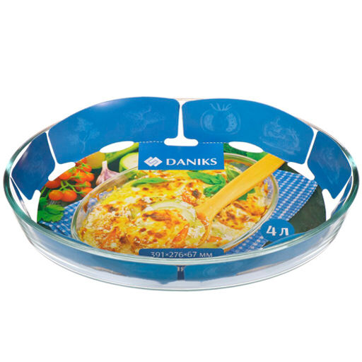 Форма для запекания стекло, 27.6х39.1х6.7 см, 4 л, овальная, Daniks, HSAP40LT (361438)