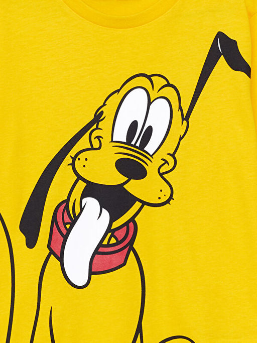 Bisiklet Yaka Pluto Bask?l? Uzun Kollu Pamuklu Erkek ?ocuk Ti??rt - Waikiki фото 3