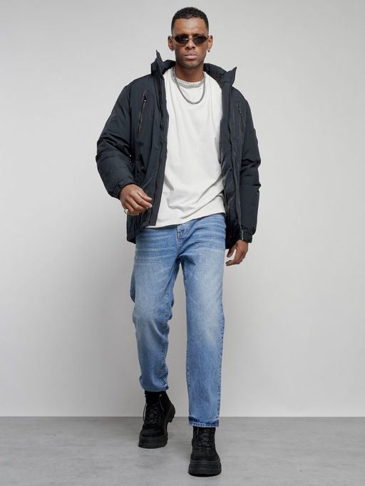 Куртка спортивная мужская зимняя с капюшоном темно-синего цвета 8360TS - Wonderrman фото 18