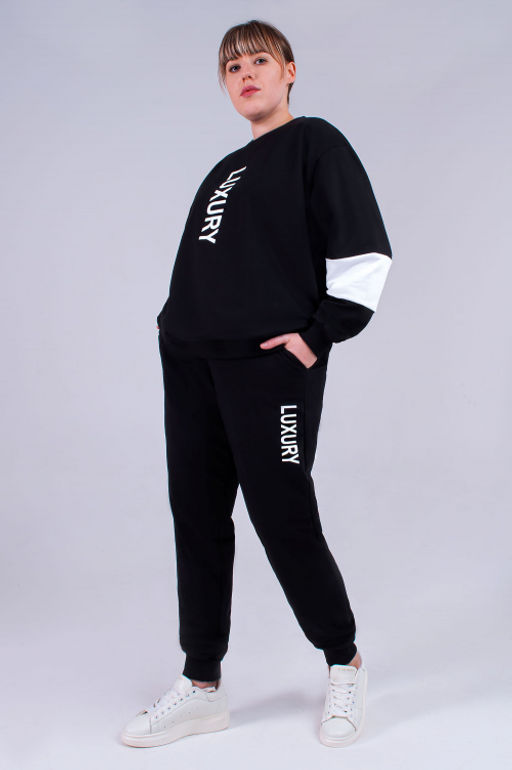 Арт. 2308 Костюм с брюками женский 50-58 (5 шт) Цвет:верх-черный, белый, низ- черный - Калинка фото 9