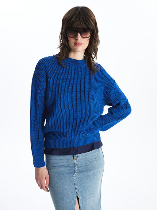 Bisiklet Yaka Oversize Kad?n Triko Kazak