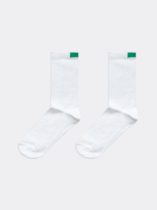 Цена за 5 пар! Детские высокие носки белого цвета с зеленым прямоугольником - Mark formelle фото 3