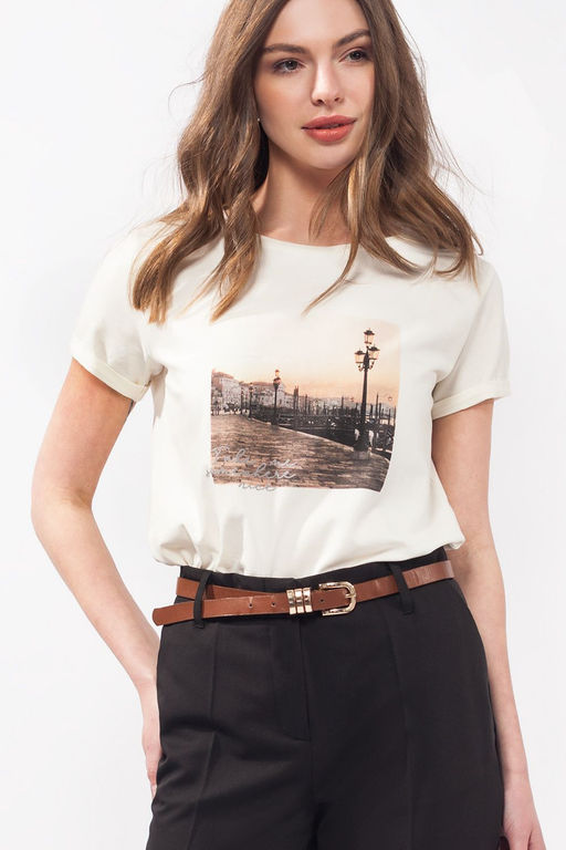 Футболка из эластичного хлопка с фото принтом "Рассвет в Венеции"