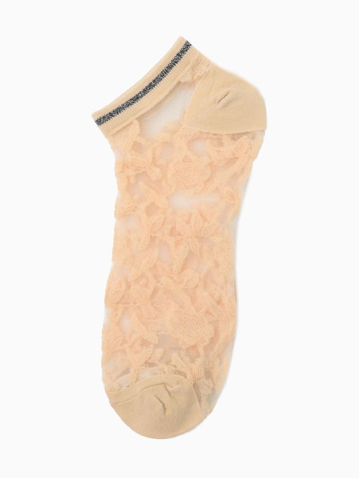 Цена за 2 шт. Носки стеклянные женские Цветочки, набор 2 пары, размер 35-37 (22-25 см), цвет белый, бежевый