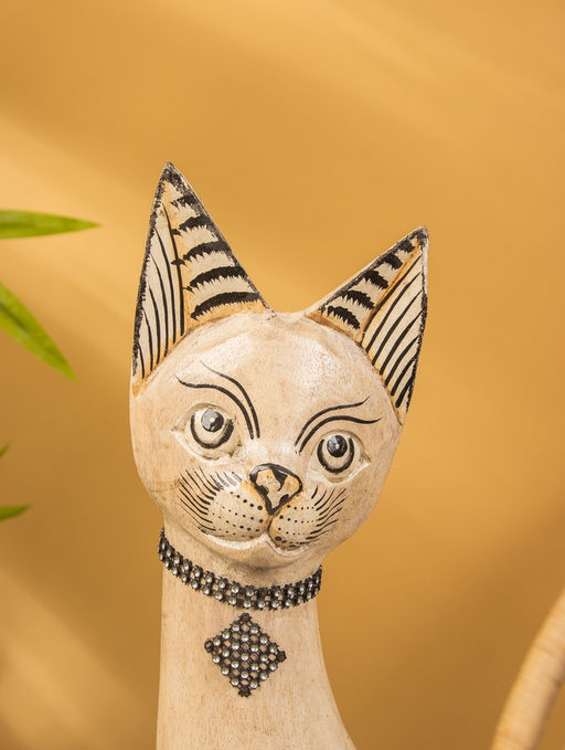 Сувенир «Кошка», белая, 60×12×6 см, дерево, МИКС