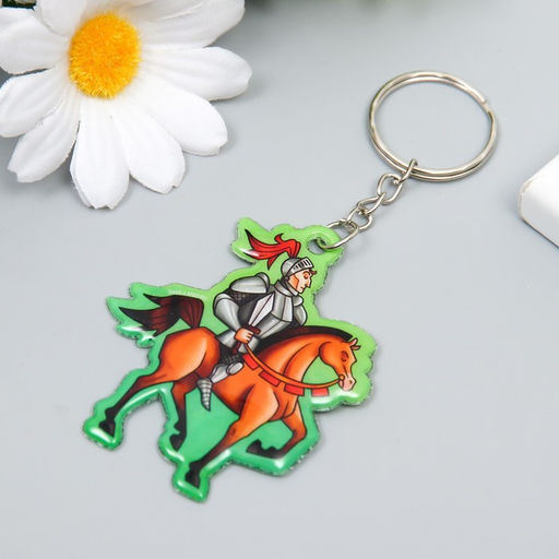 Цена за 12 ш. Брелок для ключей на кольце Рыцарь на коне, мягкий ПВХ, 6?5 см