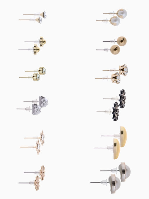 Цена за 2 шт. Серьги пусеты One year, 12 пар, цветочное настроение, белые в золоте