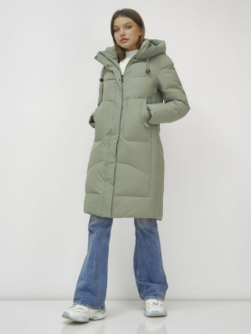 Куртка зимняя с капюшоном удлиненная стеганная зеленого цвета 9650Z - Mtforce фото 4