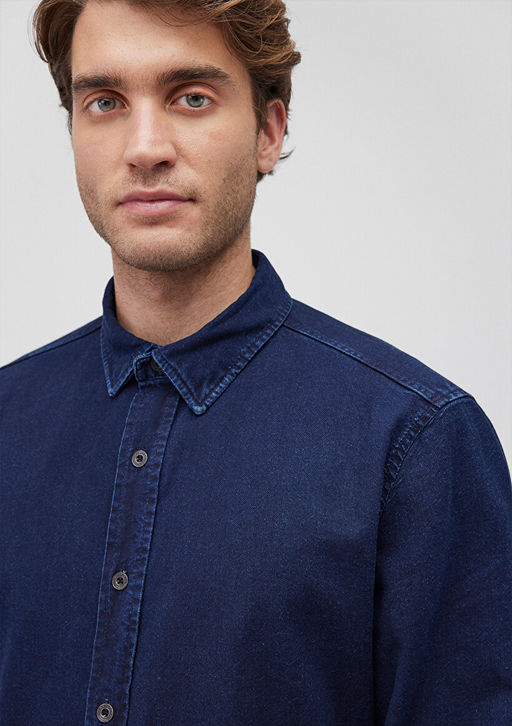 Lacivert Denim Gomlek - Mavi фото 5