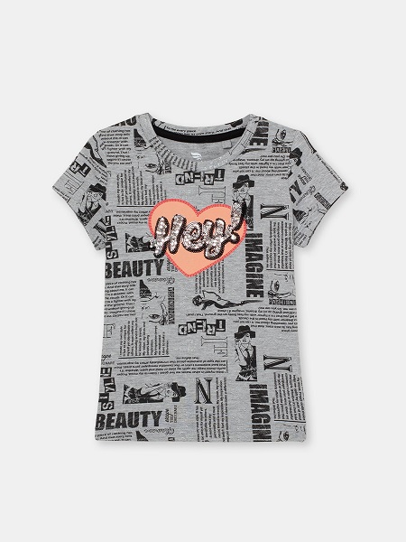 CRB wear/CSKG 63370-11-300 Футболка для девочки, светло-серый меланж/Ex.Cherubino