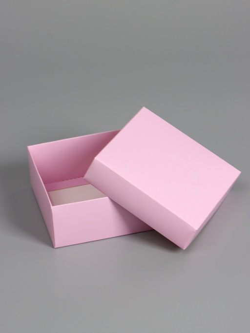 Цена за 5 шт. Коробка складная, крышка-дно, розовая, 12 х 12 х 5 см