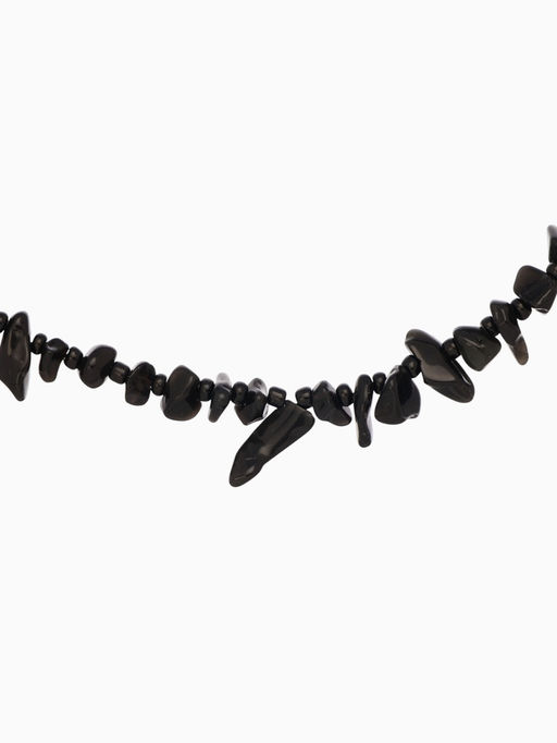 Ожерелье из камня, 45 см, чёрно-серое